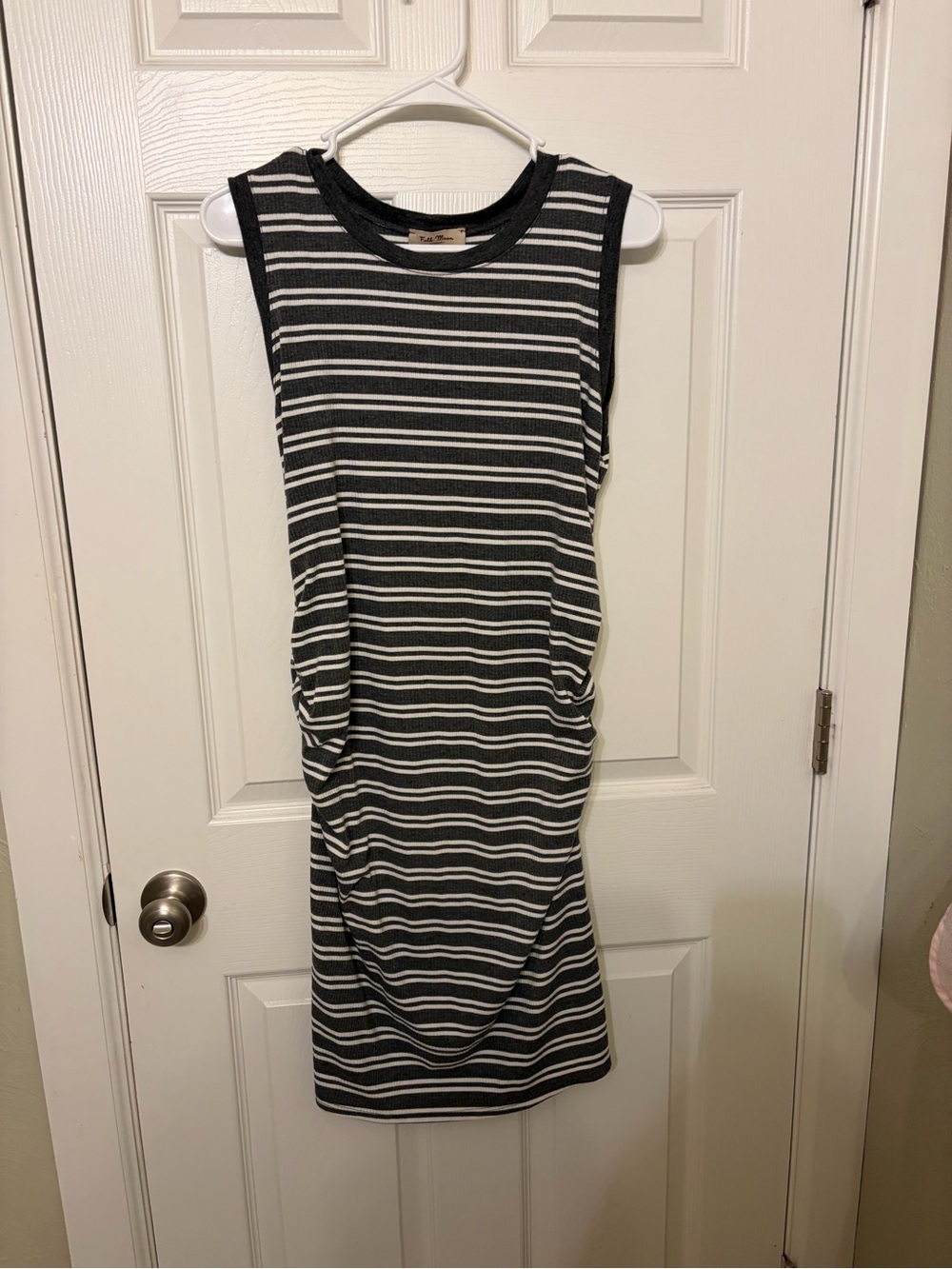 Full Moon Maternity Sleeveless Black & White Striped Knit Dress